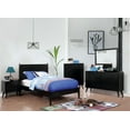 thumbnail image 6 of Transitional Mid-Century Modern 1pc Eastern King Size Bed Platform Style Bedframe Slats Black Solid wood Tapered Legs Bedroom, 6 of 7