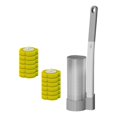 thumbnail image 3 of Juego de 13 escobillas de baño con cabezal de repuesto, soporte de limpieza, almohadilla para cuenco, material PP, montaje en pared, apto para limpiez Gris 12 cabezas amarillas, 3 of 8