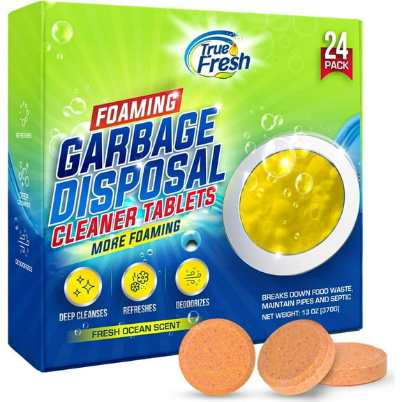 Garbage Disposal Cleaner – 24-Pack Foaming Sink and Drain Deodorizer Tablets, Powerful Cleaning Solution for Odor Removal and Maintenance – Works with All Disposals