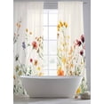 thumbnail image 6 of Beige Floral Spring Semi Sheer Window Curtains 96 Inches Long, Vintage Farmhouse Flowers Rod Pocket Voile Silky Chiffon Curtain Light Filtering Drapes for Living Room, Kitchen, 52"x96", 2 Panels, 6 of 9