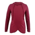 thumbnail image 1 of T-shirt de Maternité Irrégulier Ourlet Doux Manches Longues Col Rond Basique Allaitement à Capuche, 1 of 5