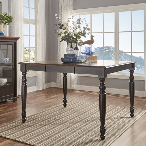 Weston Home Ohana Two-Tone Extending Counter Height Table, Antique Black and Warm Cherry