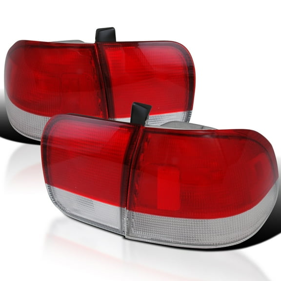 Spec-D Tuning Red Tail Lights Compatible with 1996-1998 Honda Civic 4-Door Sedan, Left Right Pair Assembly