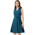 thumbnail image 1 of INSPIRE CHIC Robe Midi d'Été Sans Manches à Col en V à Boutons devant pour Femme Bleu Lac S, 1 of 5
