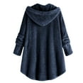 thumbnail image 3 of yievot Sherpa Fleece Jacket for Women Winter Fuzzy Coat Long Sleeve Button Down Hooded Outerwear Lounge Wear, 3 of 6