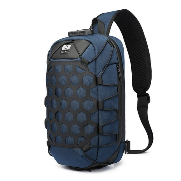 ozuko New Style Man Chest Pack USB Waterproof Oxford Cloth Single Shoulder Pack -Theft Pack With Headphone Jack