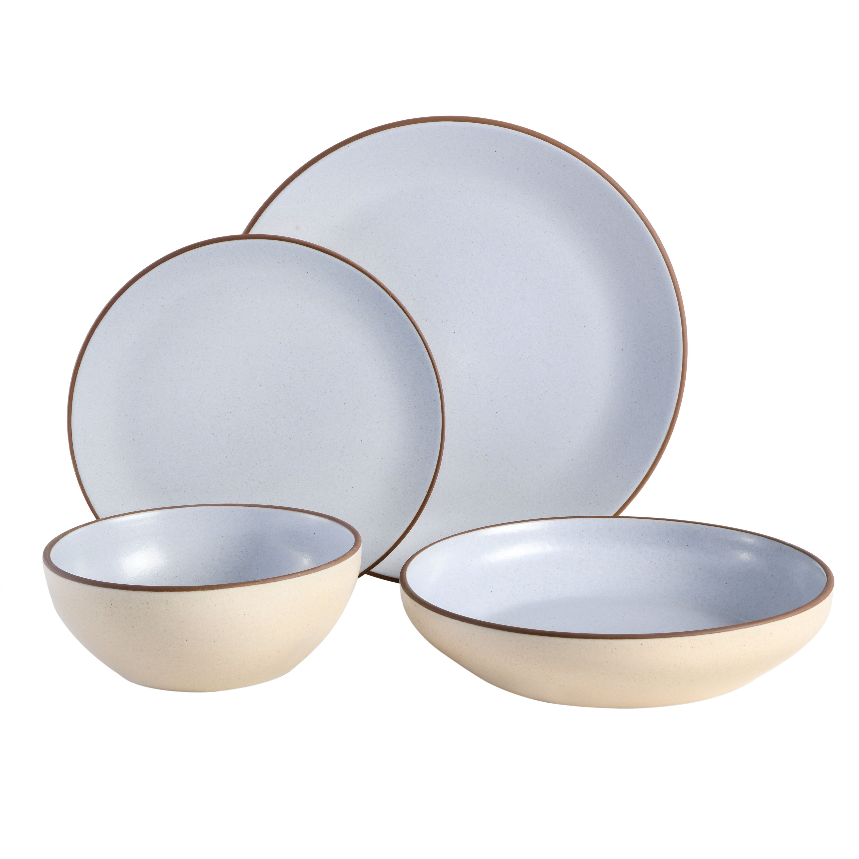 Gibson Elite Contempo Classic 16-Piece Double Bowl Dinnerware Set, Light Blue