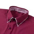 thumbnail image 3 of Mens Long Sleeve Shirt Solid Color Two Collar Shirt Stretch Business Casual Stand Collar Shirt Top L, 3 of 3