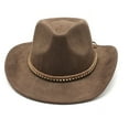 thumbnail image 3 of YAYUBA Cowboy Hat Men Women with Ribbon Cowgirl Western Hat Cowboy Hats for Women,Brown, 3 of 5