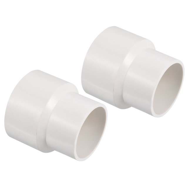 Unique Bargains Raccord Droit pour Tuyau de Réducteur en PVC 63x50mm, Blanc 2 Pack