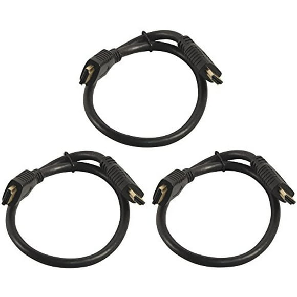 Your Cable Store 1.5 Foot (18 inch) HDMI 2.0 HDTV Cable Gold Plated 28 AWG 3 Pack