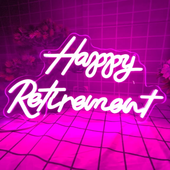 Happy Retirement Neon Sign,Dimmable USB Retirement Party Neon Lights for Wall Decor Birthday Party Retirement Party Decor Gifts