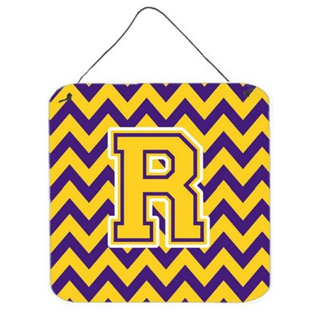 Lettre R Chevron Violet & or Impressions Murales Ou de Porte, 6 x 0.02 x 6 Po.