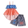 thumbnail image 2 of Ulitacool Girl 4Th Of July Clothes Summer Sleeveless Outfits Independence Day Star Prints Vest Tops Shorts Elegant Wear 4-5 Years Blue, 2 of 8