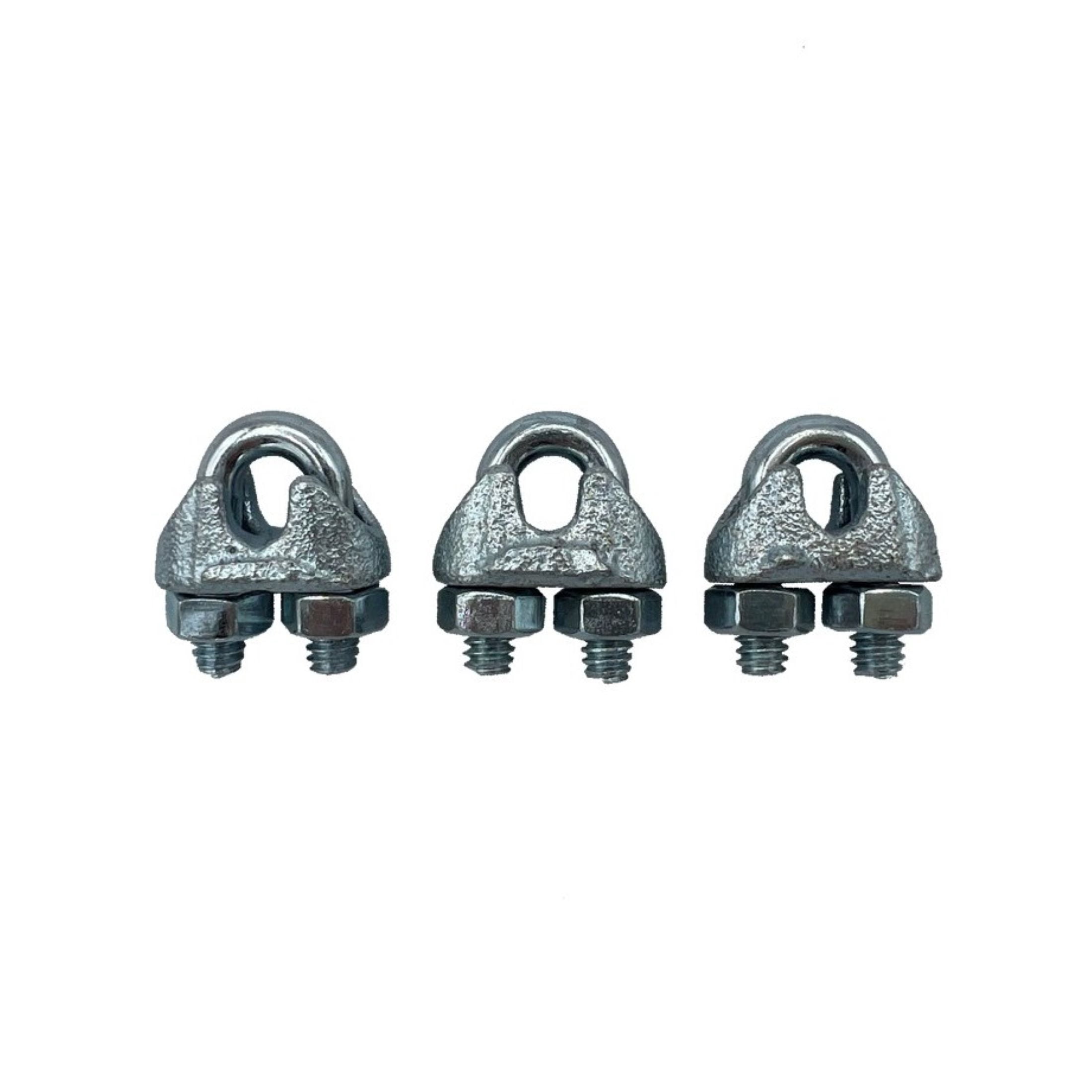 (5 pack) 3/16" Wire Rope Thimble & Clip Set, Steel, Zinc-Plated, Peerless Chain Company, #4718738, 1 Thimble, 3 Clips