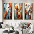 thumbnail image 1 of Designart "Geometric Portrait in Cubism II" Abstract Framed Wall Art Set Of 3 - Teal Cubism Frame Canvas Set For Living Room Decor, 1 of 6