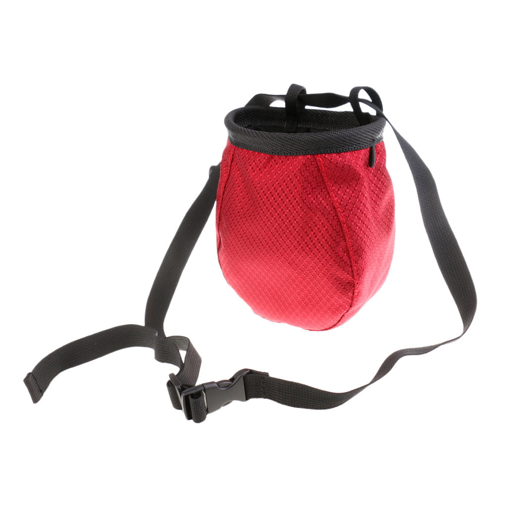 Outdoor Rock Climbing Climbers Gym Addict Chalk Bag with Adjustable Belt Red 