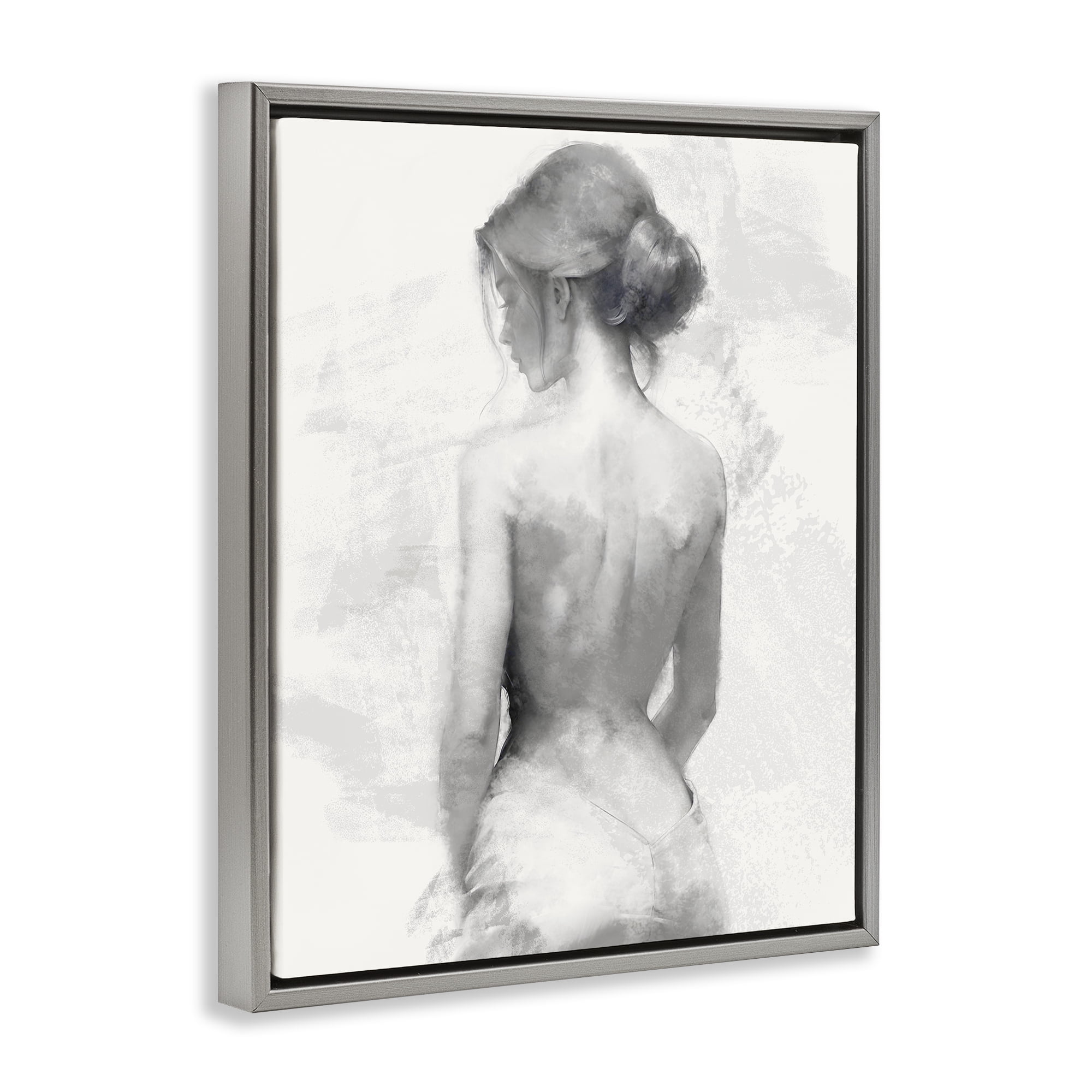 Stupell Industries Mine Elegant Figure Gray Framed Floater Canvas Wall Art, design by Kim Allen
