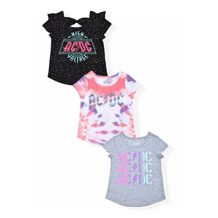 ACDC Baby and Toddler Girl Tees 3 Pack 12 Months-5T