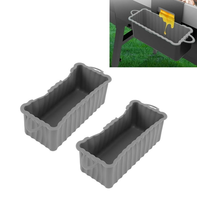 2PCS Silicone Grease Drip Pan for Blackstone Griddle with Reusable Rectangular Grease Catcher Cup Liner, Wide Compatibility, Easy to Clean, Eco Friendly