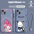 thumbnail image 5 of Kuromi-funda de teléfono con dibujo de melodía para iPhone, carcasa líquida con cuerda izquierda para iPhone 15, 14, 13, 12, 11 Pro Max, 8, 7 Plus, XR, XS, X, 5 of 5