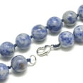 thumbnail image 2 of 2pcs Natural Blue Spot Jasper Beaded Necklaces with Alloy Lobster Clasps Round 18.1 inch~18.5 inch(46~47cm) round: 11.5~12mm, 2 of 2