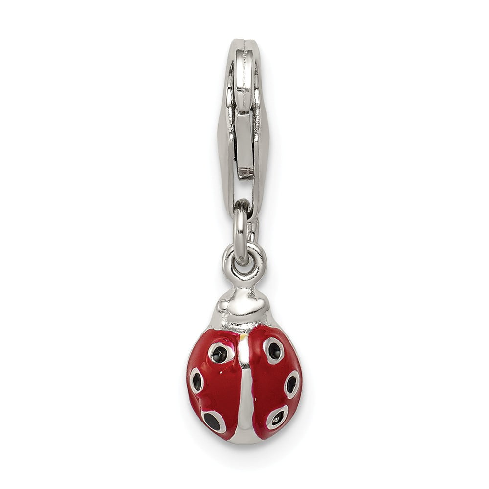 .925 Sterling Silver Enameled Ladybug Charm Pendant MSRP $17 