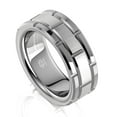 thumbnail image 3 of Tungsten Rings for Men Wedding Bands for Him Womens Wedding Bands for Her 8mm Silver Brick Pattern Size 6-13, 3 of 6