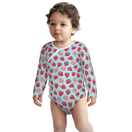 

Fotbe Strawberries Pattern Unisex-baby Long-sleeve Bodysuit Long Sleeve Bodysuits One-piece 100% Organic Cotton for Infant Baby Boys Unisex-3 Months