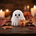 thumbnail image 6 of 3D Printed Plastic Ghost Figurine,1Pc White Ghost Tabletop Statue, Halloween Ghost Decor, Mini Ghost Ornament with Pumpkin Bucket, Cute Ghost Desktop Decoration for Mantel, Shelf, 6 of 7