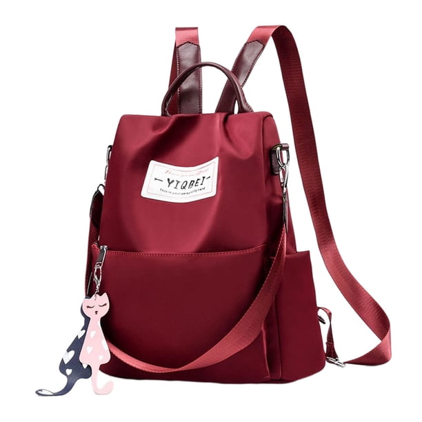 Minnieouse para mujer, tela Oxford, portátil, para viajes universitarios, Camping, libros, botella de agua, teléfono móvil, almacenamiento de Mochilas Vino rojo Minnieouse AP018039-04