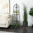 thumbnail image 3 of DecMode 17" x 60" Black Metal Scroll Indoor Outdoor Arched Tall Folding Corner 4 Shelf Bakers Rack, 1-Piece, 3 of 16