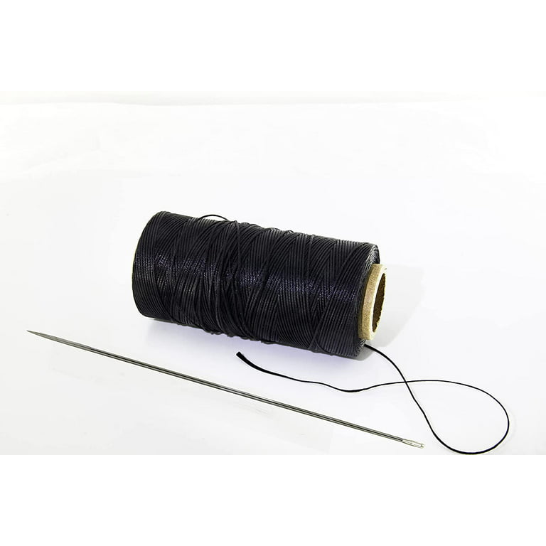 12 2 pcs Professional Upholstery Large Eye Long Needle,Easy to Thread,with  1 roll 284 Yard 150D 1mm-Width Leather Sewing Waxed Thread,Black.(12 inch