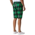 thumbnail image 3 of INSPIRE CHIC Argyle Shorts for Men's Regular Fit Flat Front Contrasting Colors Patterned Shorts 30 Green Black, 3 of 5