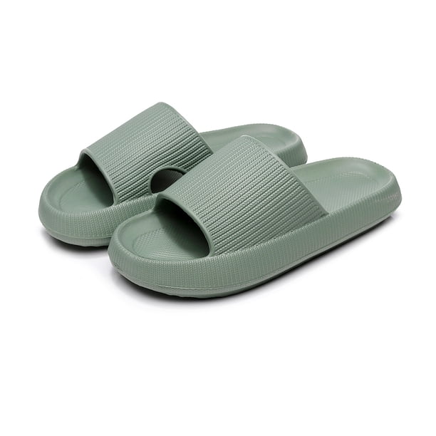 Zapatillas de casa de suela gruesa para mujer, zapatos planos de plataforma de tacón de 4,5 Cm para mujer, zapatillas antideslizantes de Eva para sala de estar, zapatillas de interior para hombre y mujer Tan Jianjun unisex