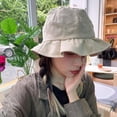 thumbnail image 4 of SikaFu Retro Bucket Hat Niche Pleated Lace Solid Color Fisherman Cap Summer Sunscreen Fresh Dome Women's Hats, 4 of 6