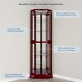 thumbnail image 4 of BELLEZE Ashfield Lighted Wood/Glass Curio Corner Cabinet Floor Standing, Cherry, 4 of 6