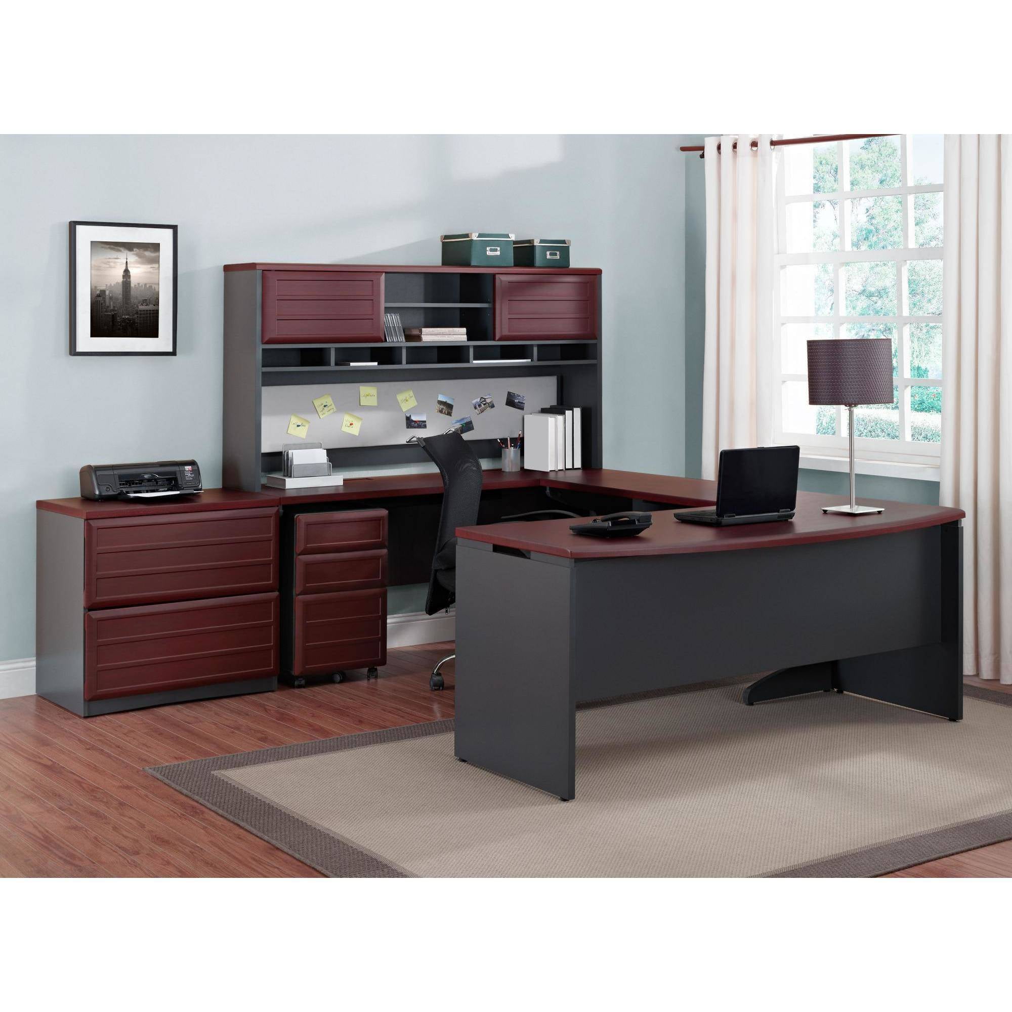 Ameriwood Home Pursuit Executive Desk Cherry Gray Walmart Com