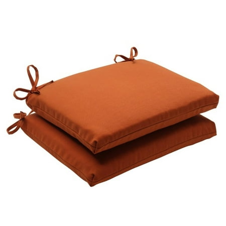 Set of 2 Cinnamon Burnt Orange Outdoor Patio Square Seat Cushions 18.5