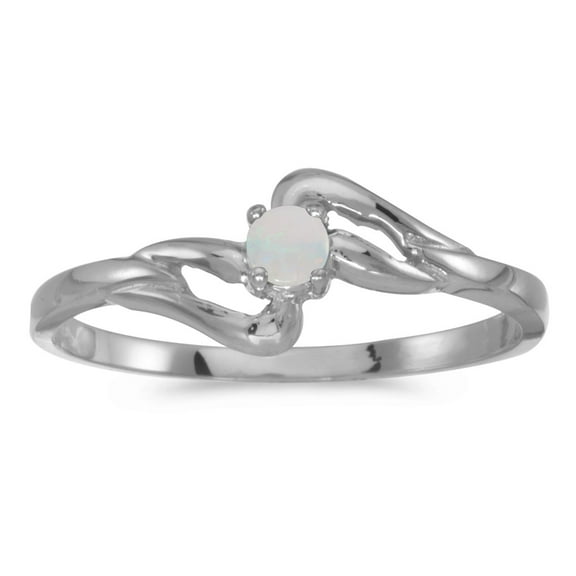 10k White Gold Round Opal Ring