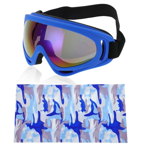 Unique Bargains 1 Set Motorcycle Riding Goggles PC PU Outdoor Sports Sunglasses for Motocross Dirt Bike ATV Multicolour Lens Light Blue Frame