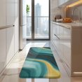 thumbnail image 4 of Teal Gold Marble Wave Pattern Kitchen Rug Mat,Kitchen Runner Rugs Non Skid Washable,Decorative Kitchen Floor Mats for Kitchen,Sink,Laundry,17"x47.2", 4 of 7