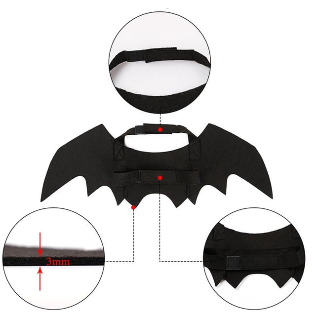 2 Unidad Alas Murciélago Perro Accesorios de Animales Doemsticos Resistente Duradero Fernando Alas de murciélago para mascotas de Halloween