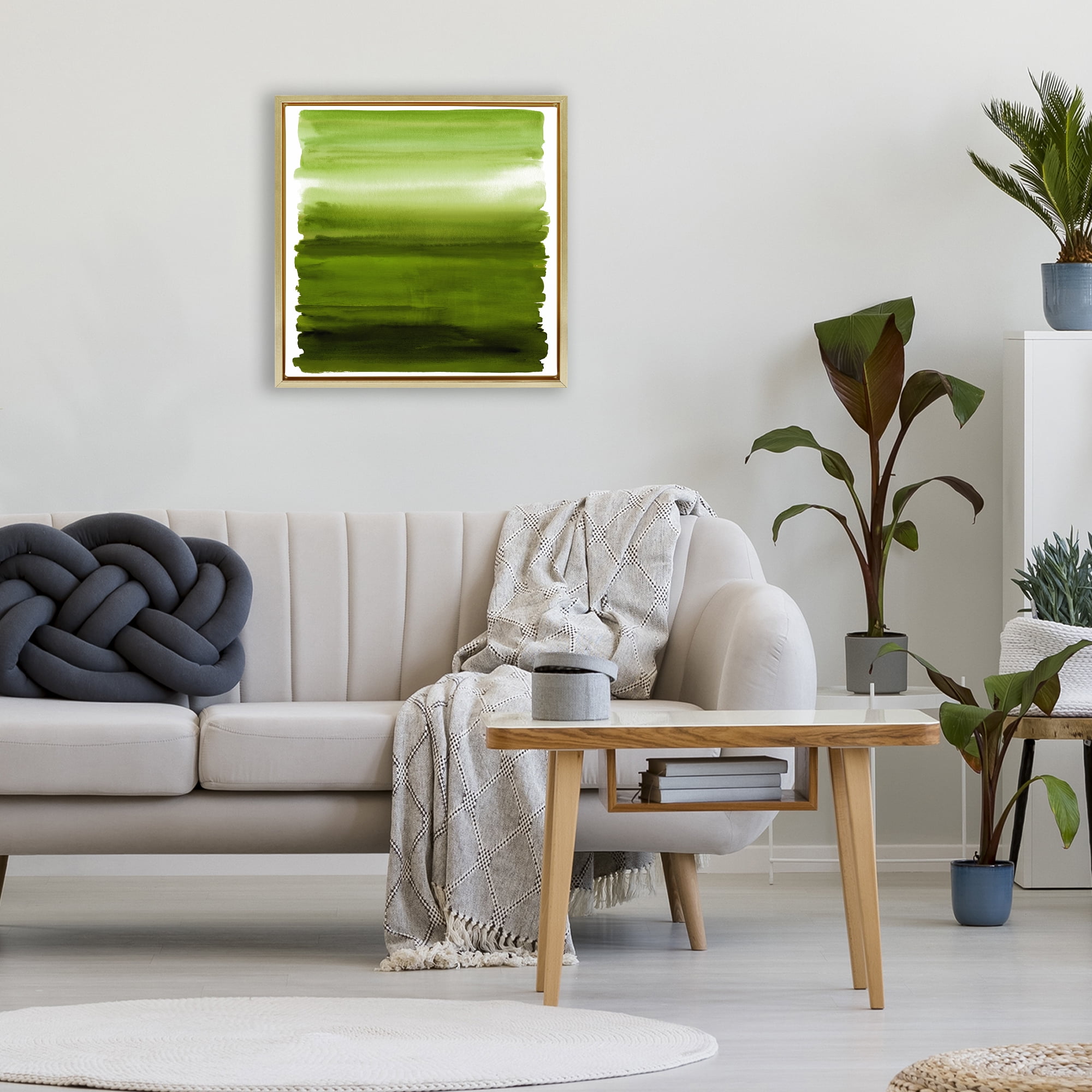 Stupell Industries Earthy Green Ombre Gold Framed Floater Canvas Wall Art, design by Allie Corbin