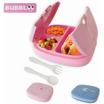 Bento Box for Kids with Silverware - 3 Compartment Ideal Portion Sizes - BPA Free Removable Plastic Tray - Leak Proof Kids Lunch Box, Pink