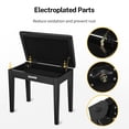 thumbnail image 3 of Banco para piano Donner con almacenamiento de madera maciza negra, 3 of 7