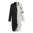 thumbnail image 4 of Pompotops Robe Professionnelle pour Femmes Col en V Manches Longues Imprimé Bandage Robe Chemise, 4 of 9