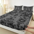 thumbnail image 3 of Manfei Victorian Damask Twin Sheet Sets,Black Snake Twin Fitted Sheet,Vintage Gothic Floral Flat Sheet For Men Women,,Lightweight Room Decorative,3pcs, 3 of 7