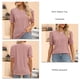 thumbnail image 5 of Blusa elegante de cuello redondo y manga corta de verano para mujer para fiestas, talla S, color marrón, con estampado de jacquard hueco, 5 of 6