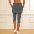 thumbnail image 4 of Yuhangmm Women's Pants, Versatile Knit Capri Pants with Pockets for Everyday Workouts and Travel Cozy Pull-On Skirt-Pants for Tennis Yoga Comfort Dark Gray XXL, 4 of 6